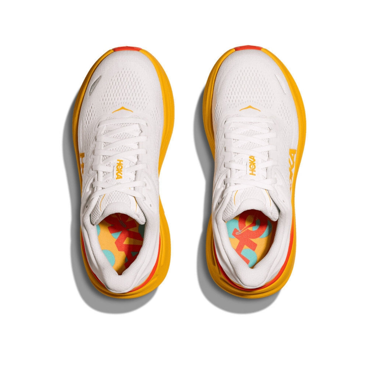 HOKA BONDI 9 - WHITE/ORANGE